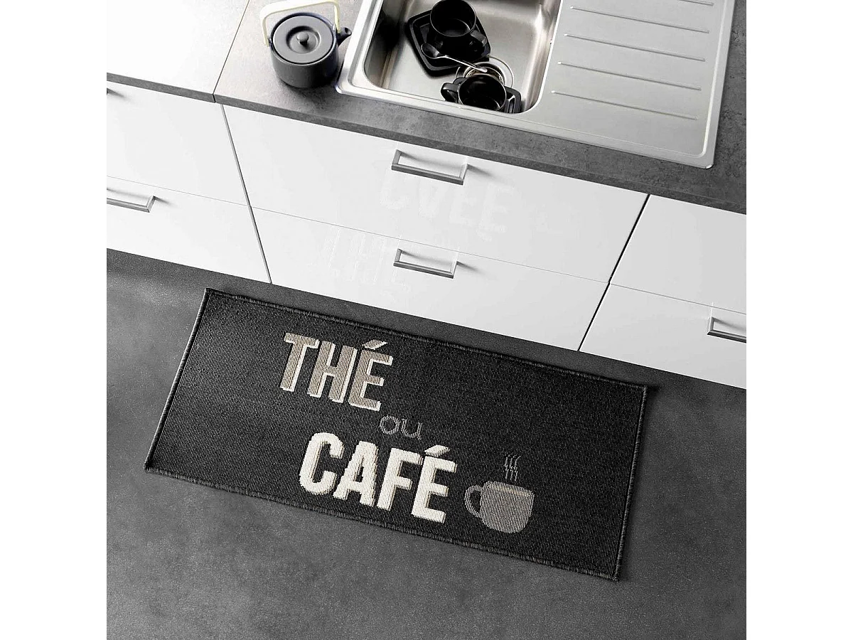 Tapis de Cuisine "Breakfast" 50x120cm Noir
