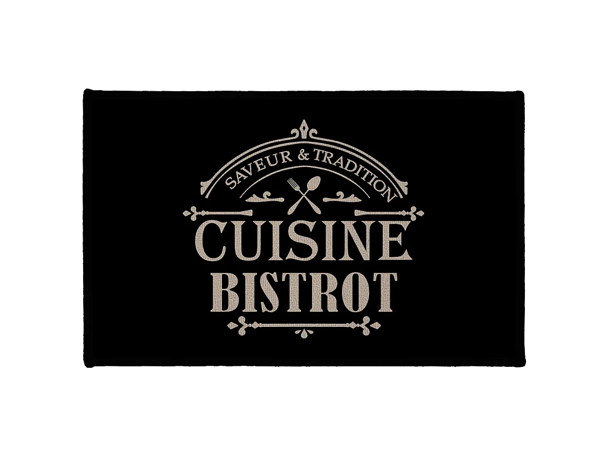 Tapis de Cuisine "Saveur" 50x80cm Noir