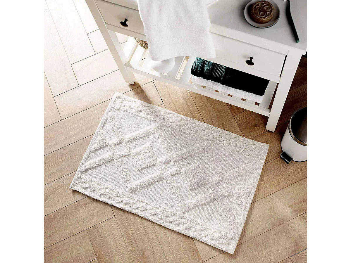 Tapis de Bain Jacquard "Gladis" 50x80cm Blanc