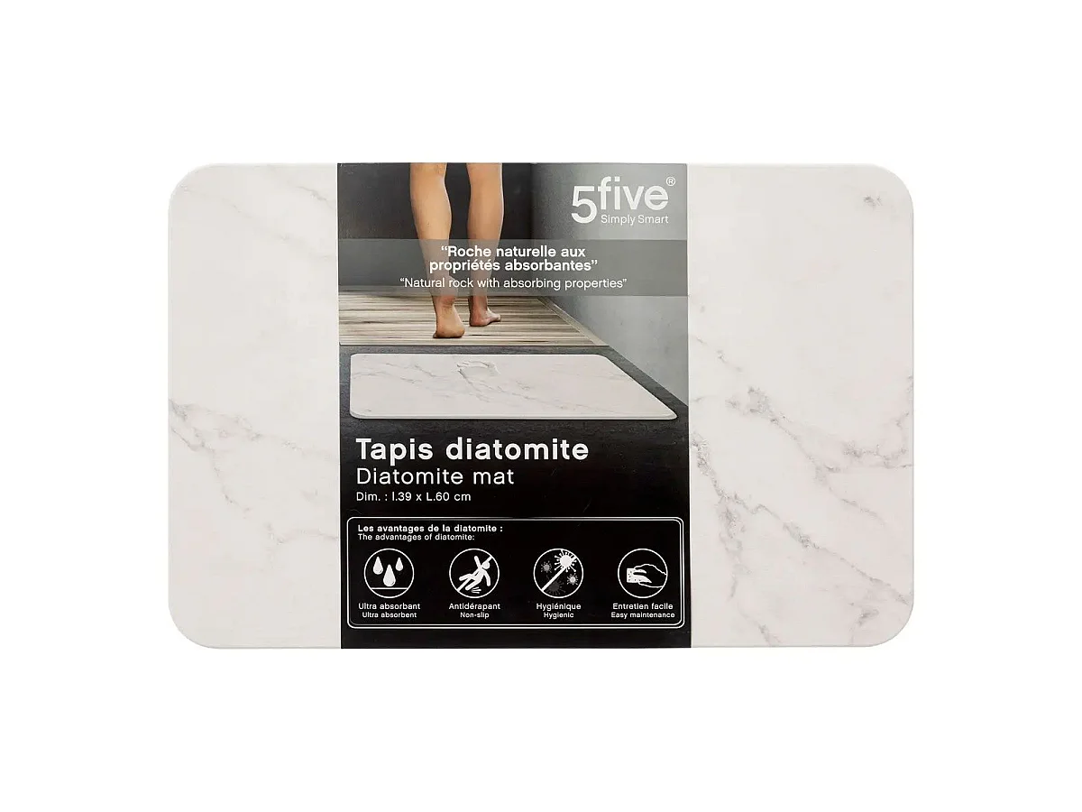 Tapis de Salle de Bain "Diatomite" 39x60cm Blanc
