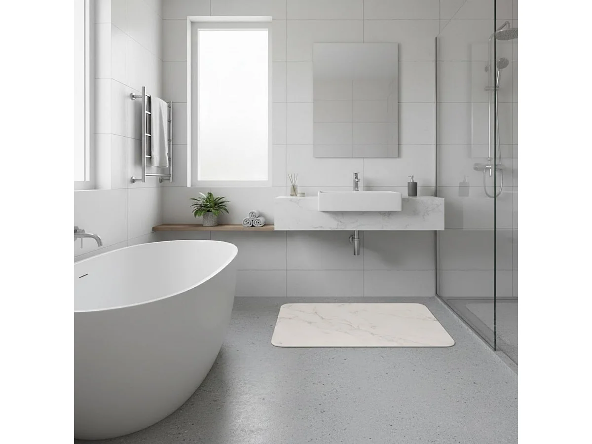 Tapis de Salle de Bain "Diatomite" 39x60cm Blanc