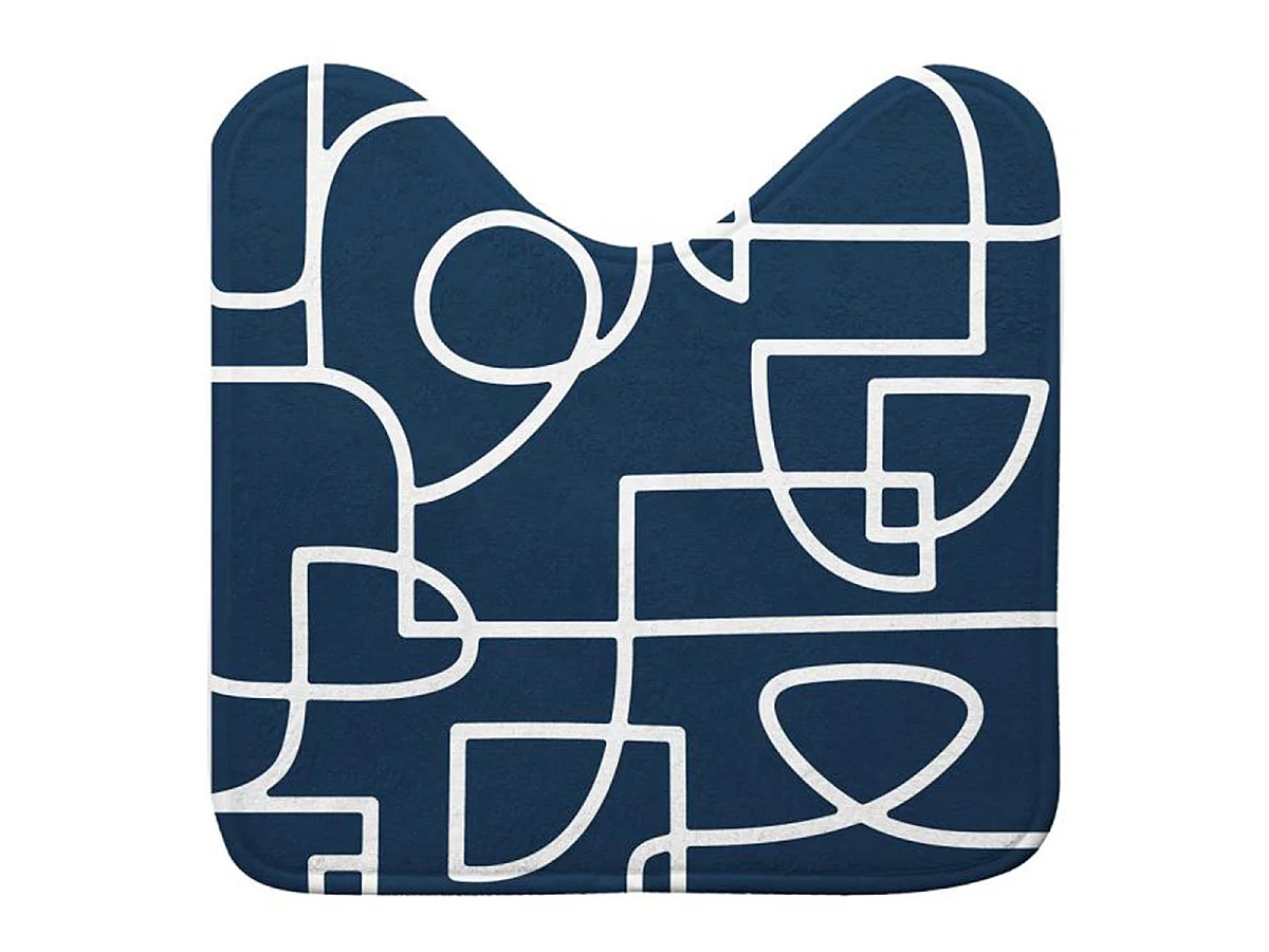 Tapis Contour WC Microfibre "Labyrinthe" 45x45cm Bleu