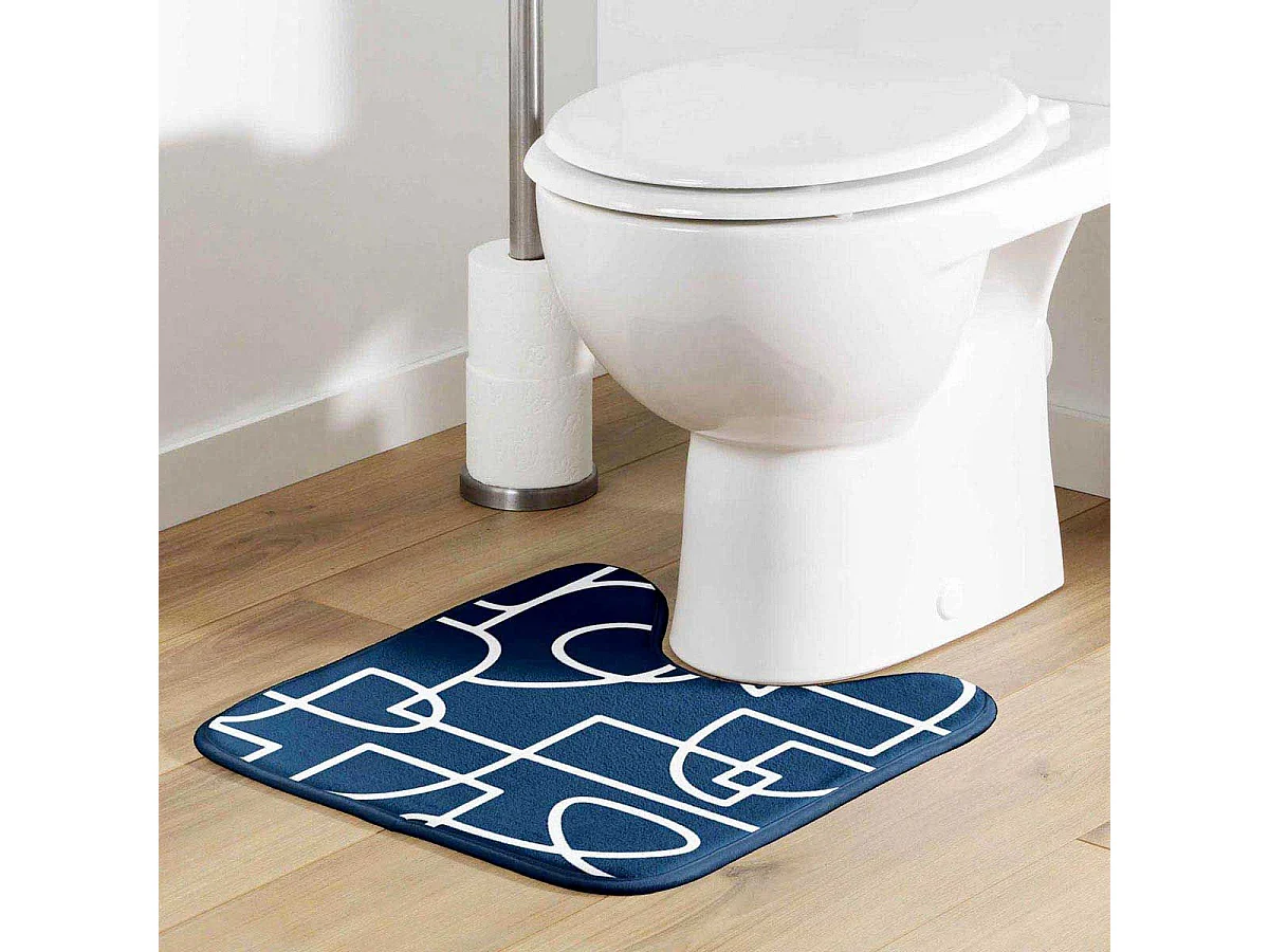 Tapis Contour WC Microfibre "Labyrinthe" 45x45cm Bleu