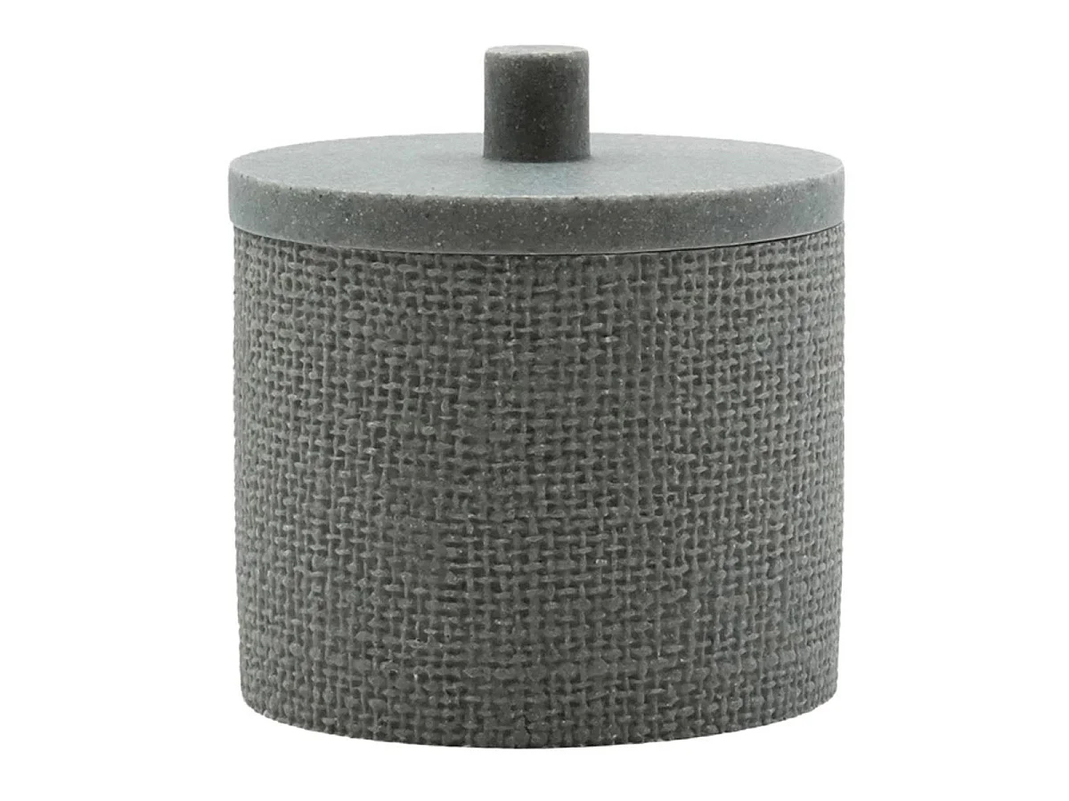 Pot à Cotons Effet Tissé "Spa" 10cm Gris