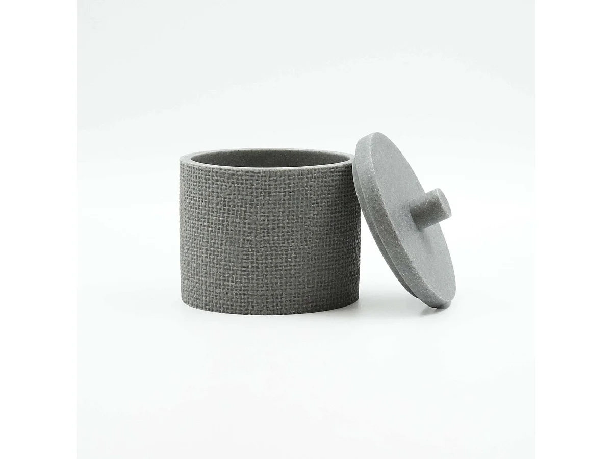 Pot à Cotons Effet Tissé "Spa" 10cm Gris