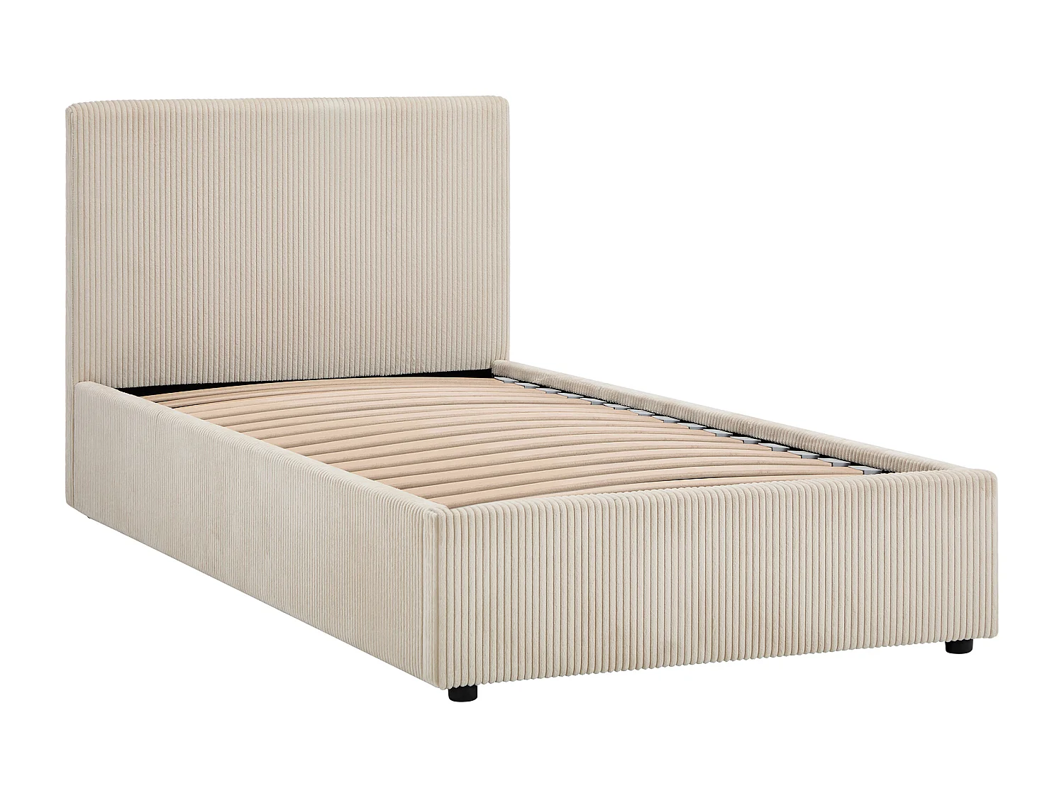 Lit coffre 90 x 190 cm – Velours côtelé – Crème - VALME