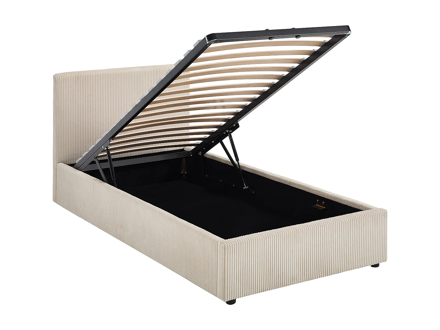 Lit coffre 90 x 190 cm – Velours côtelé – Crème - VALME