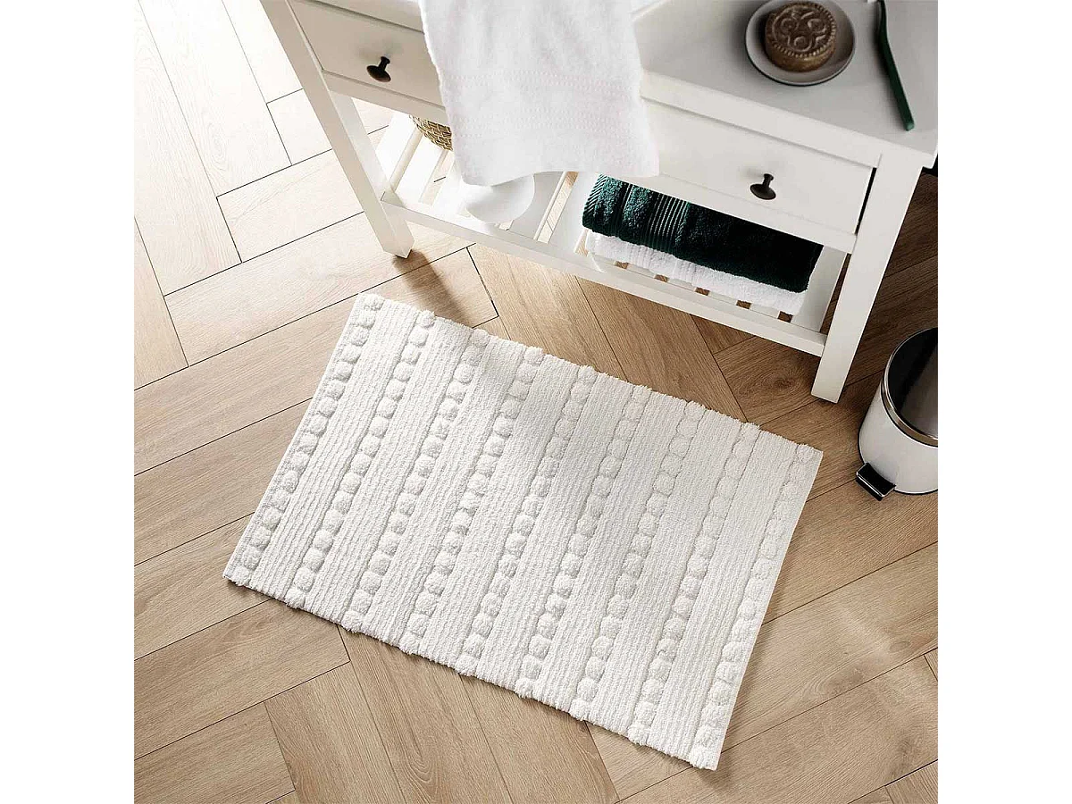 Tapis de Bain Jacquard "Cleonis" 50x80cm Blanc