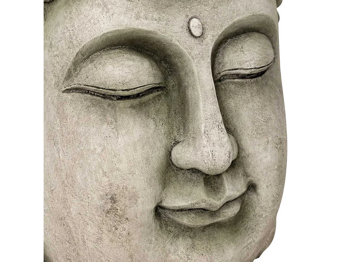 Statue Déco Extérieure "Tête de Bouddha" 60cm Gris