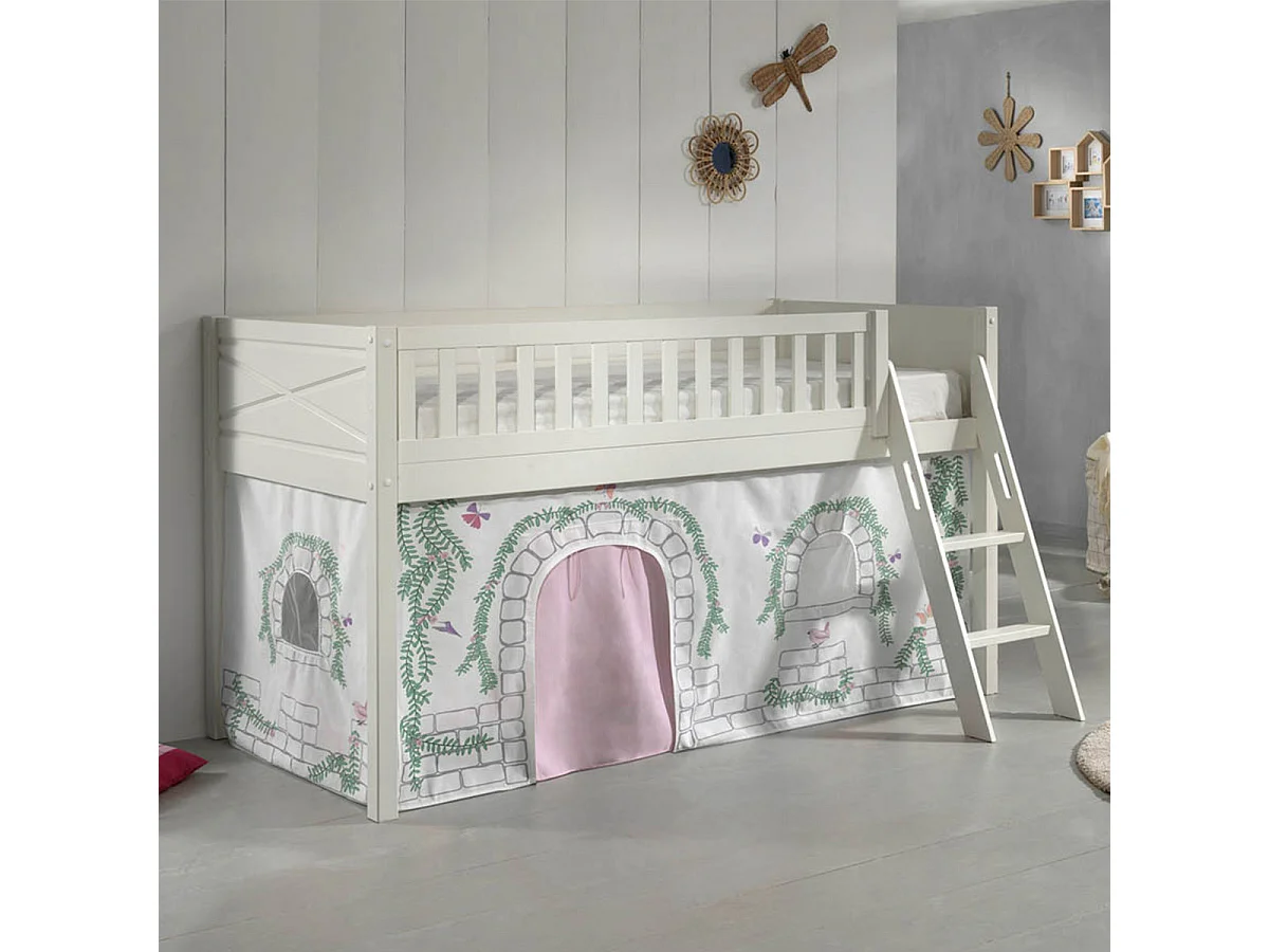 Lit Enfant Tente "Scott Birdy" 90x200cm Blanc