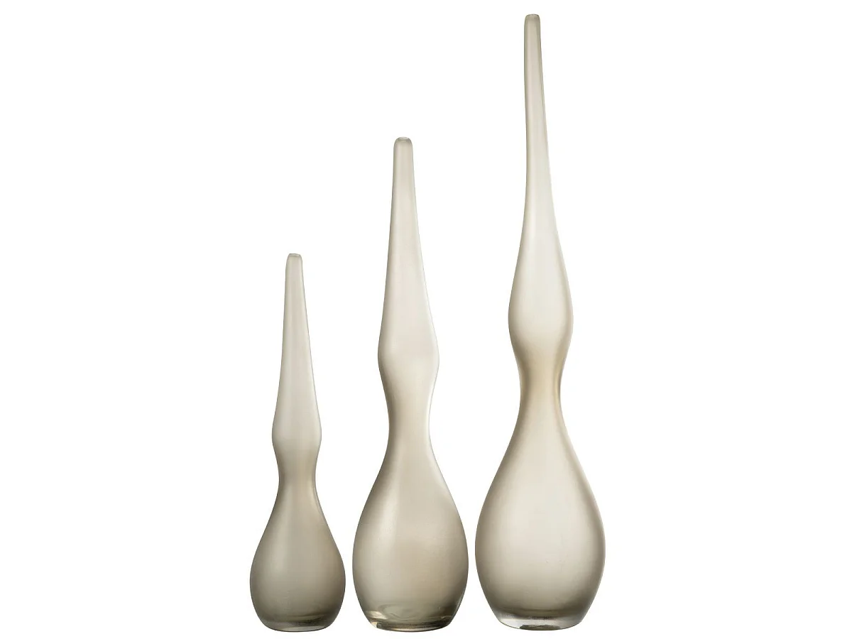 Lot de 3 Vases en Verre "Yoko" 64cm Grège