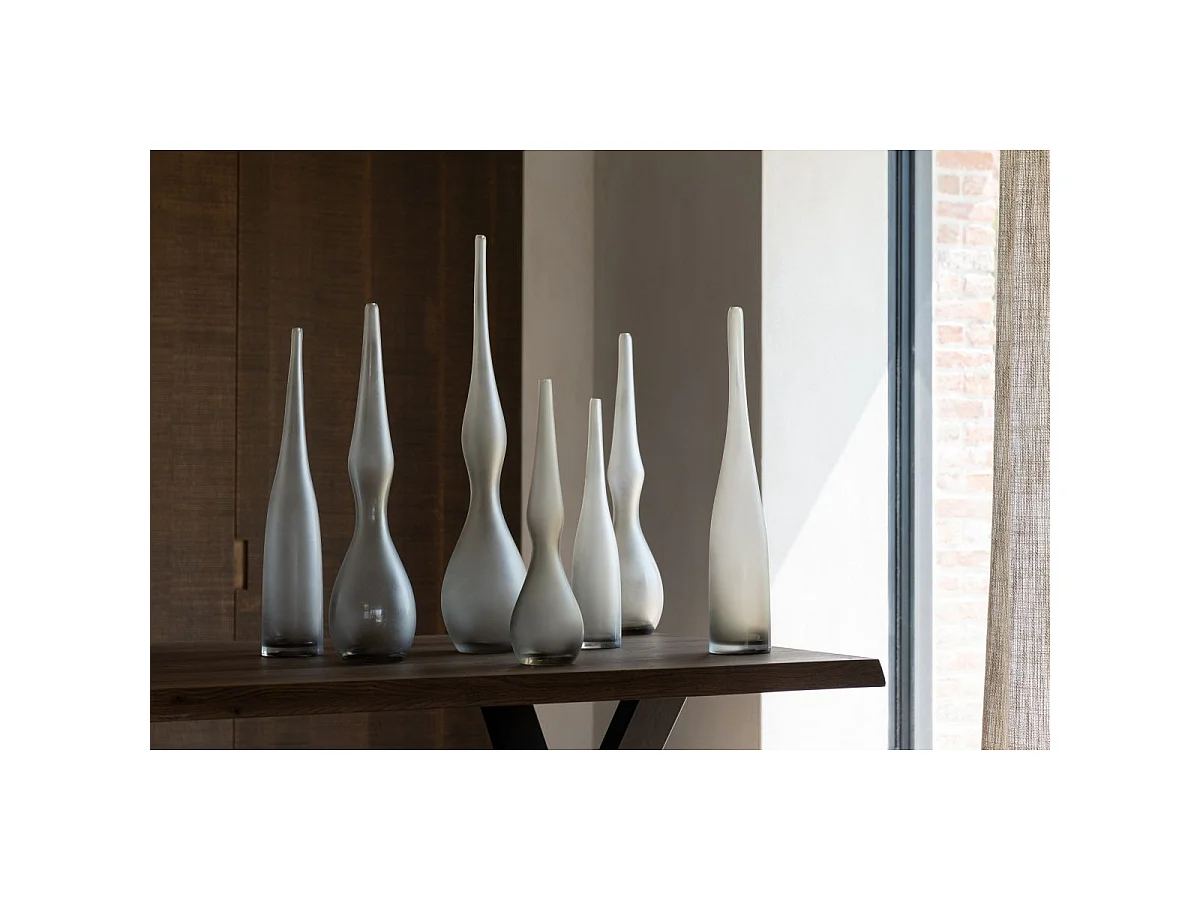 Lot de 3 Vases en Verre "Yoko" 64cm Grège
