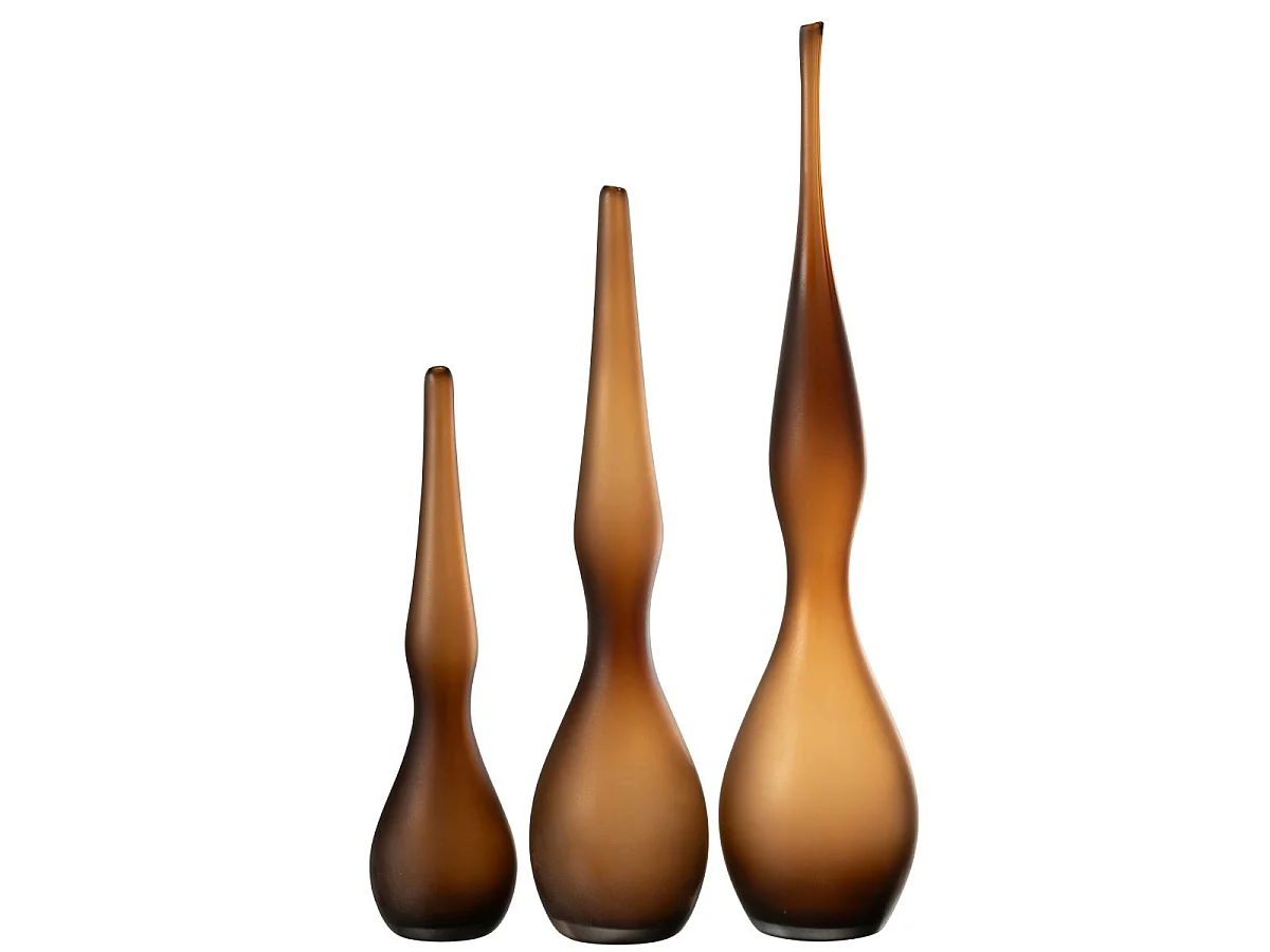 Lot de 3 Vases en Verre "Yoko" 64cm Marron