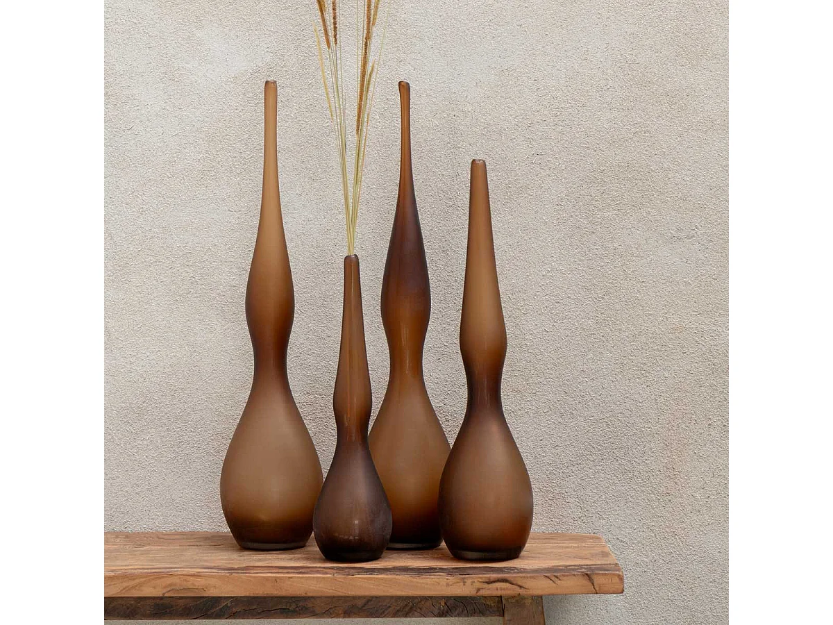 Lot de 3 Vases en Verre "Yoko" 64cm Marron