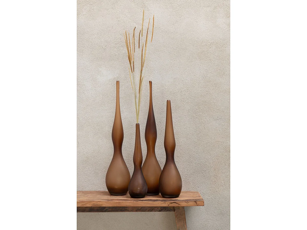 Lot de 3 Vases en Verre "Yoko" 64cm Marron