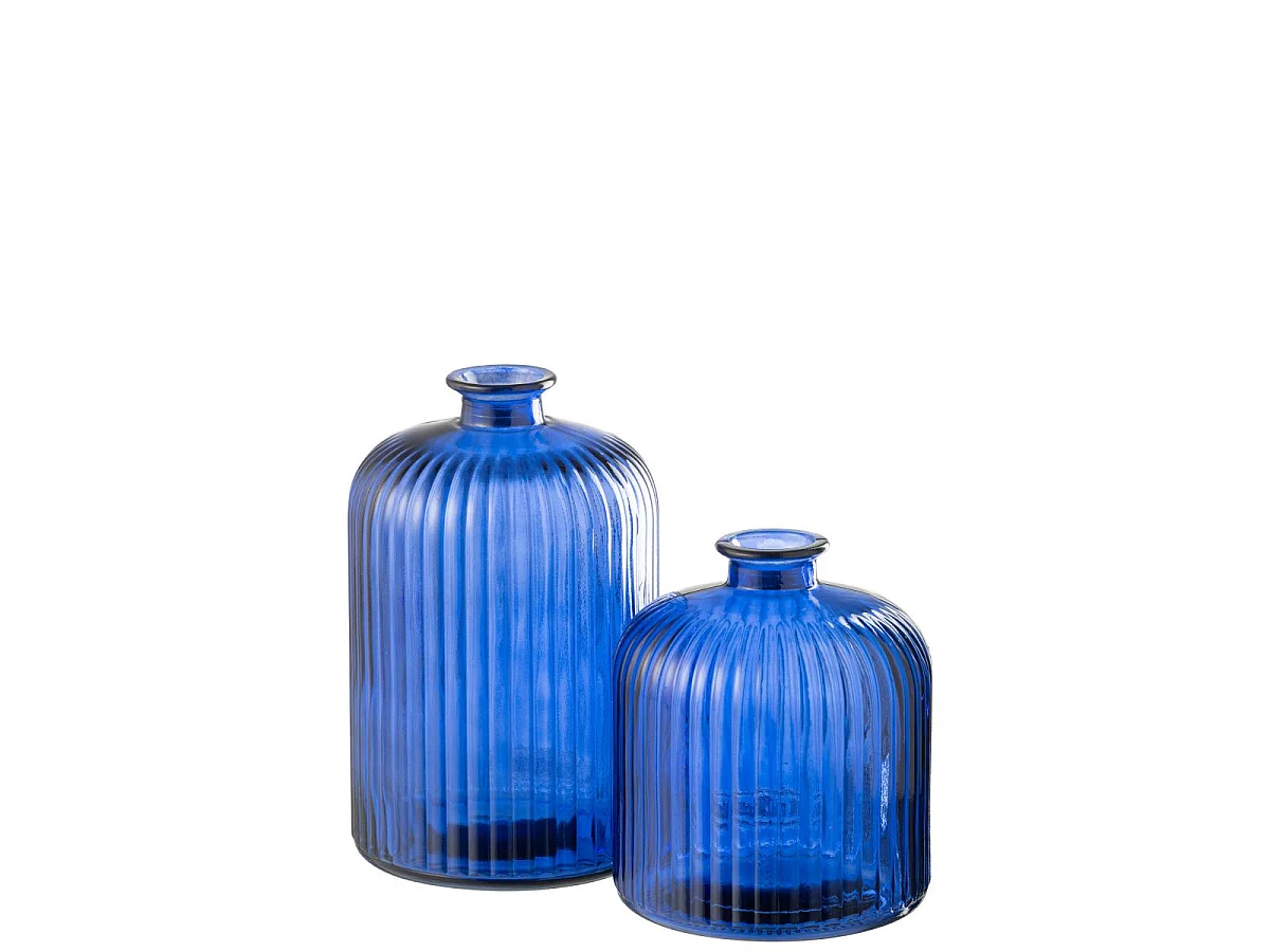 Vase Bouteille en Verre "Stripe" 23cm Bleu