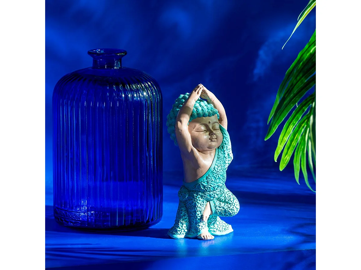 Vase Bouteille en Verre "Stripe" 23cm Bleu