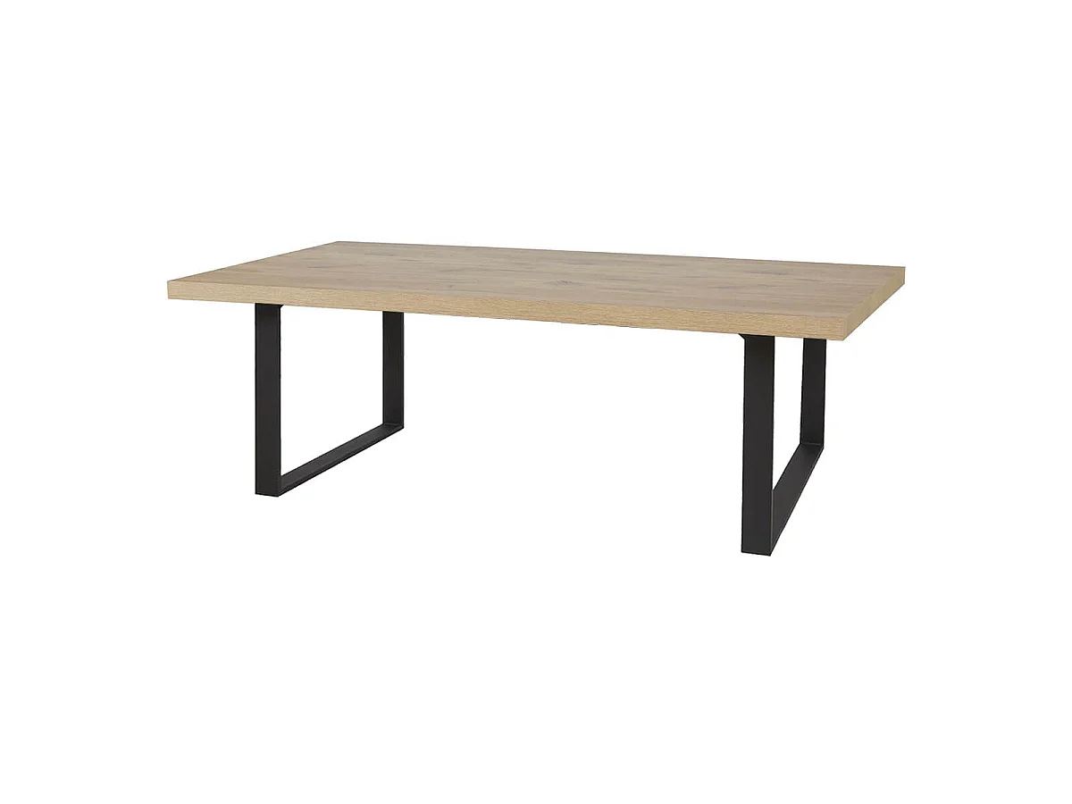 Table repas 170cm aspect bois Canyon pieds U métal noir - BARTON