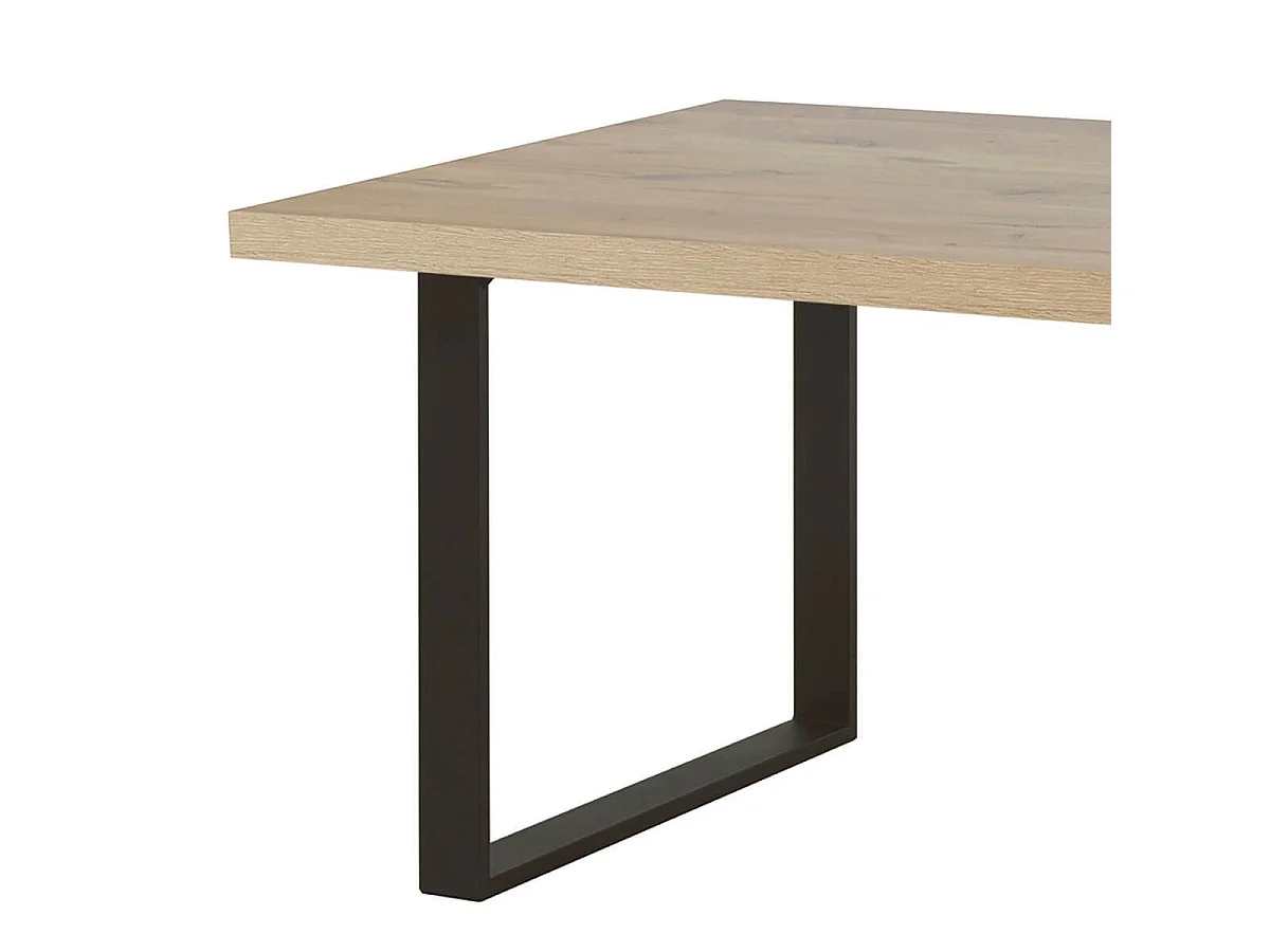 Table repas 170cm aspect bois Canyon pieds U métal noir - BARTON