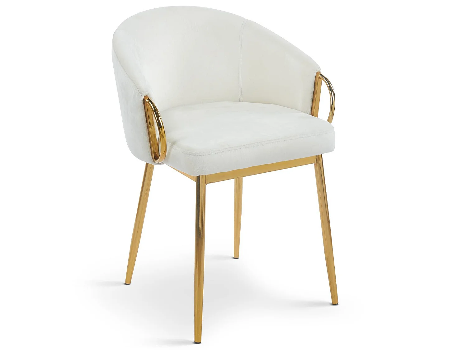 Lot de 2 chaises arrondies et matelassées Patricia Métal doré et Velours Crème