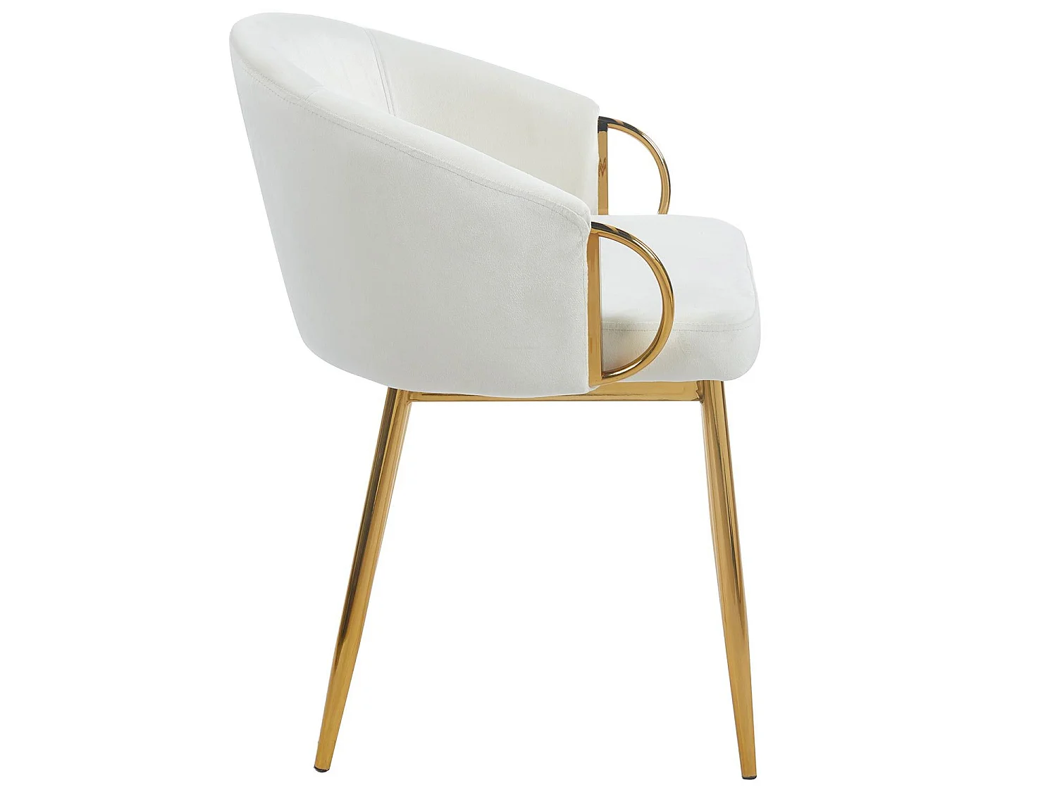 Lot de 2 chaises arrondies et matelassées Patricia Métal doré et Velours Crème