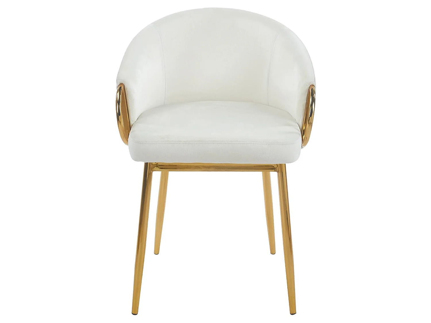 Lot de 4 chaises arrondies et matelassées Patricia Métal doré et Velours Crème