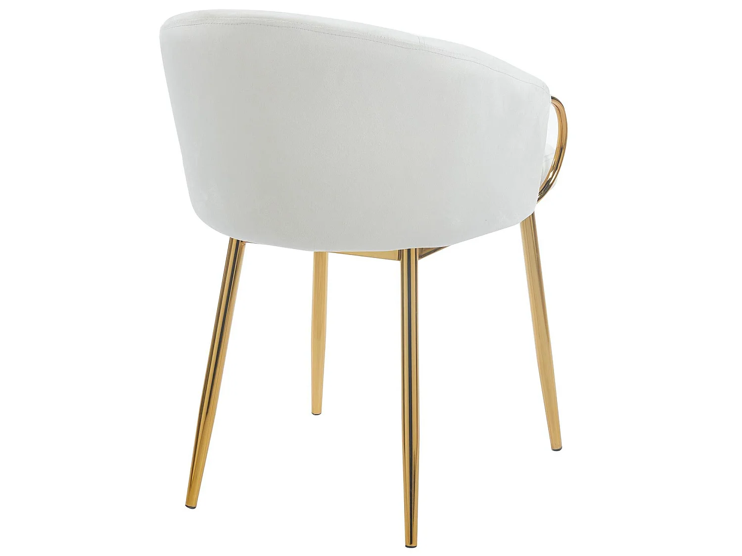 Lot de 4 chaises arrondies et matelassées Patricia Métal doré et Velours Crème