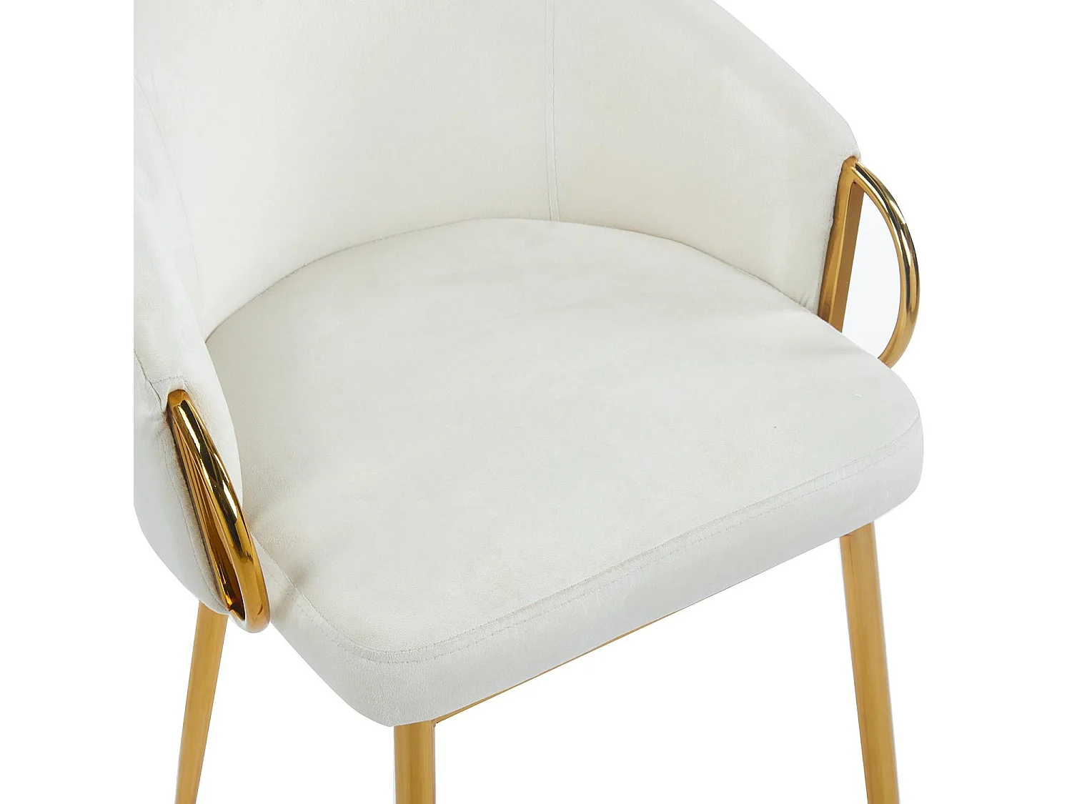 Lot de 8 chaises arrondies et matelassées Patricia Métal doré et Velours Crème