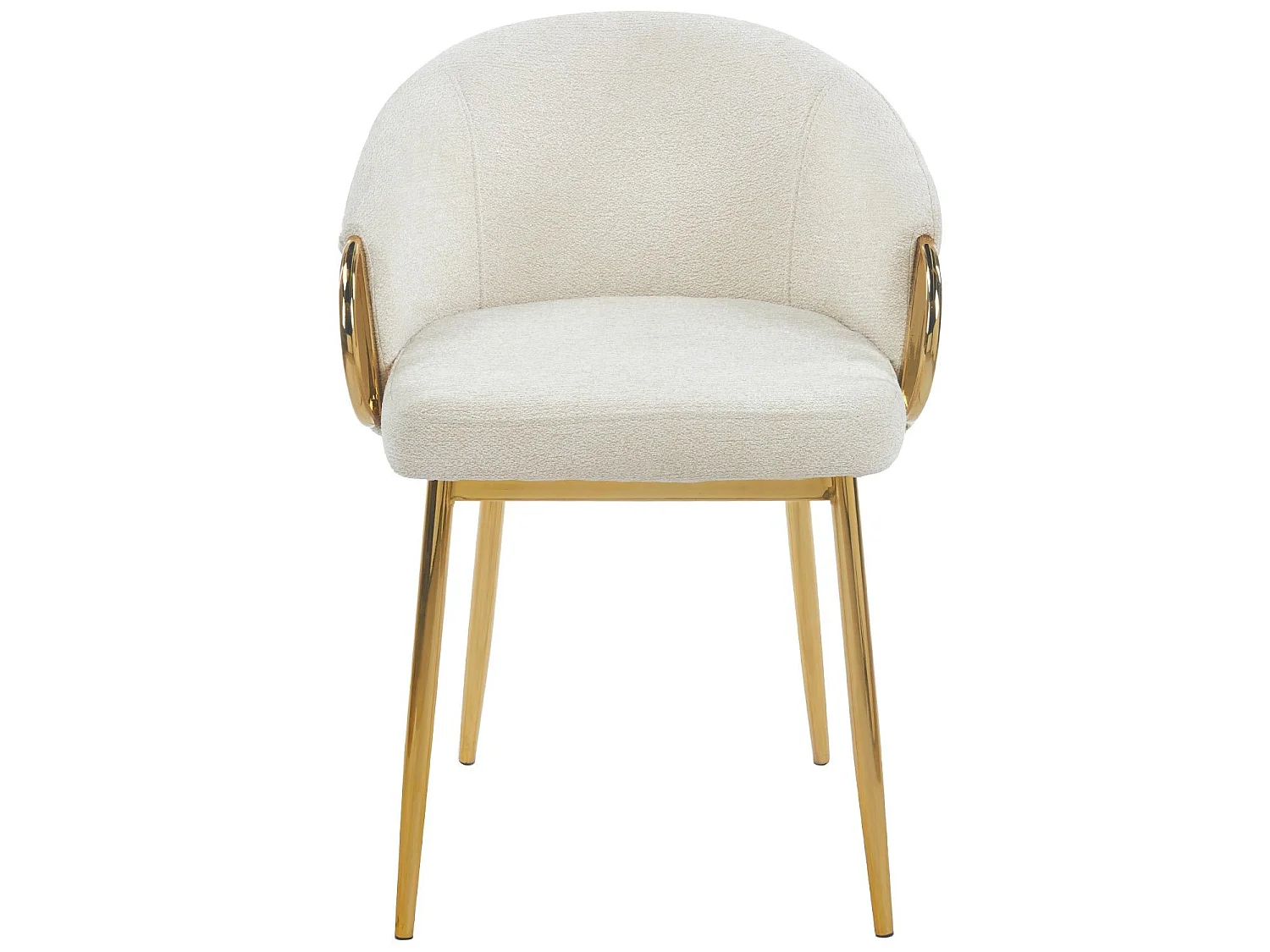 Lot de 4 chaises arrondies et matelassées Patricia Métal doré et Tissu Beige