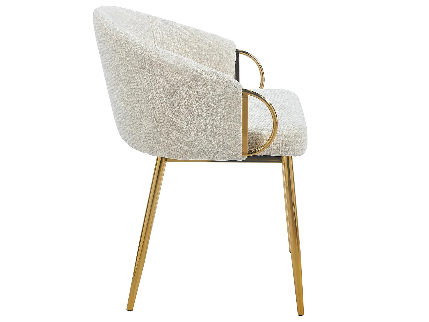Lot de 4 chaises arrondies et matelassées Patricia Métal doré et Tissu Beige