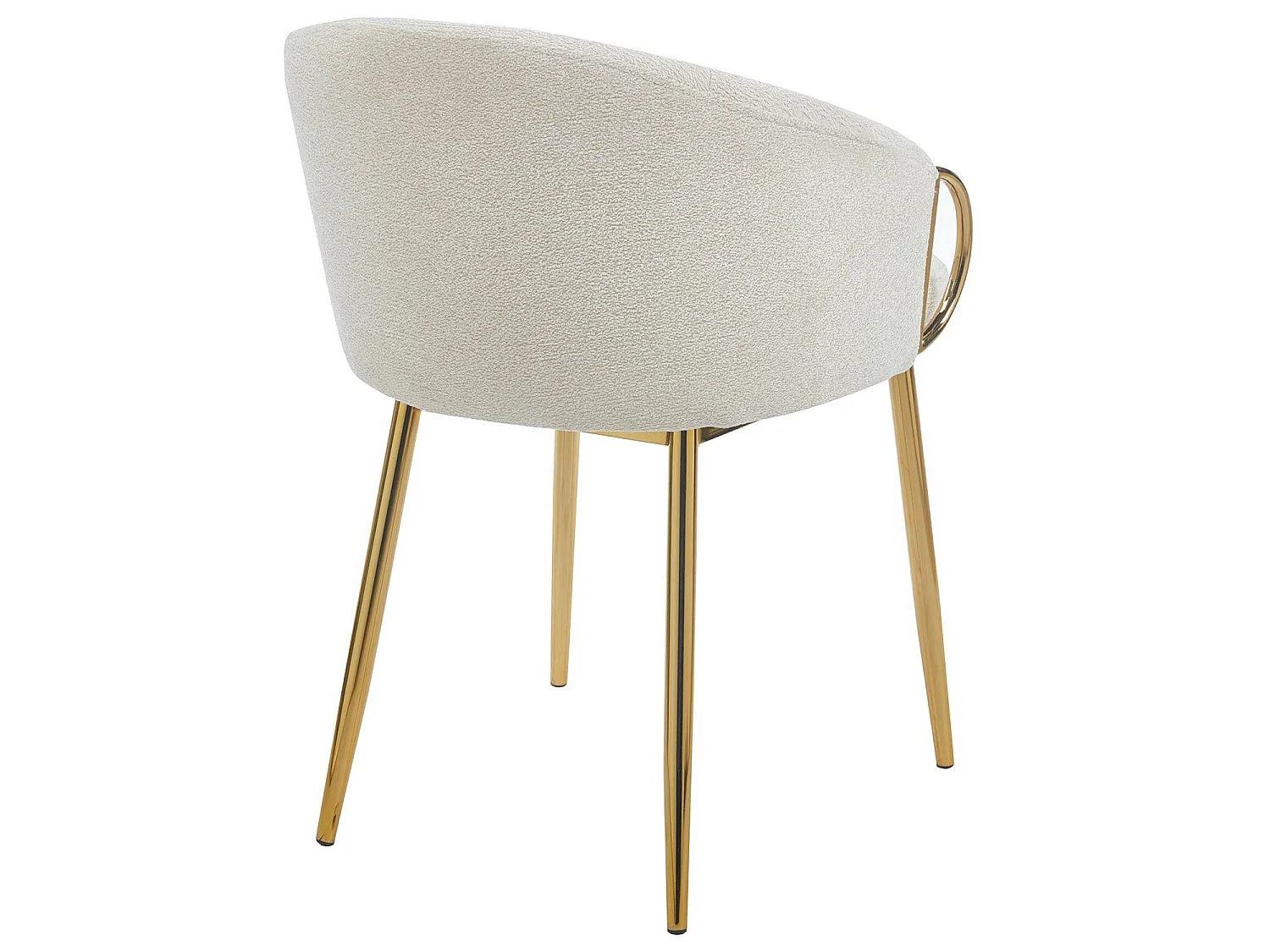 Lot de 4 chaises arrondies et matelassées Patricia Métal doré et Tissu Beige