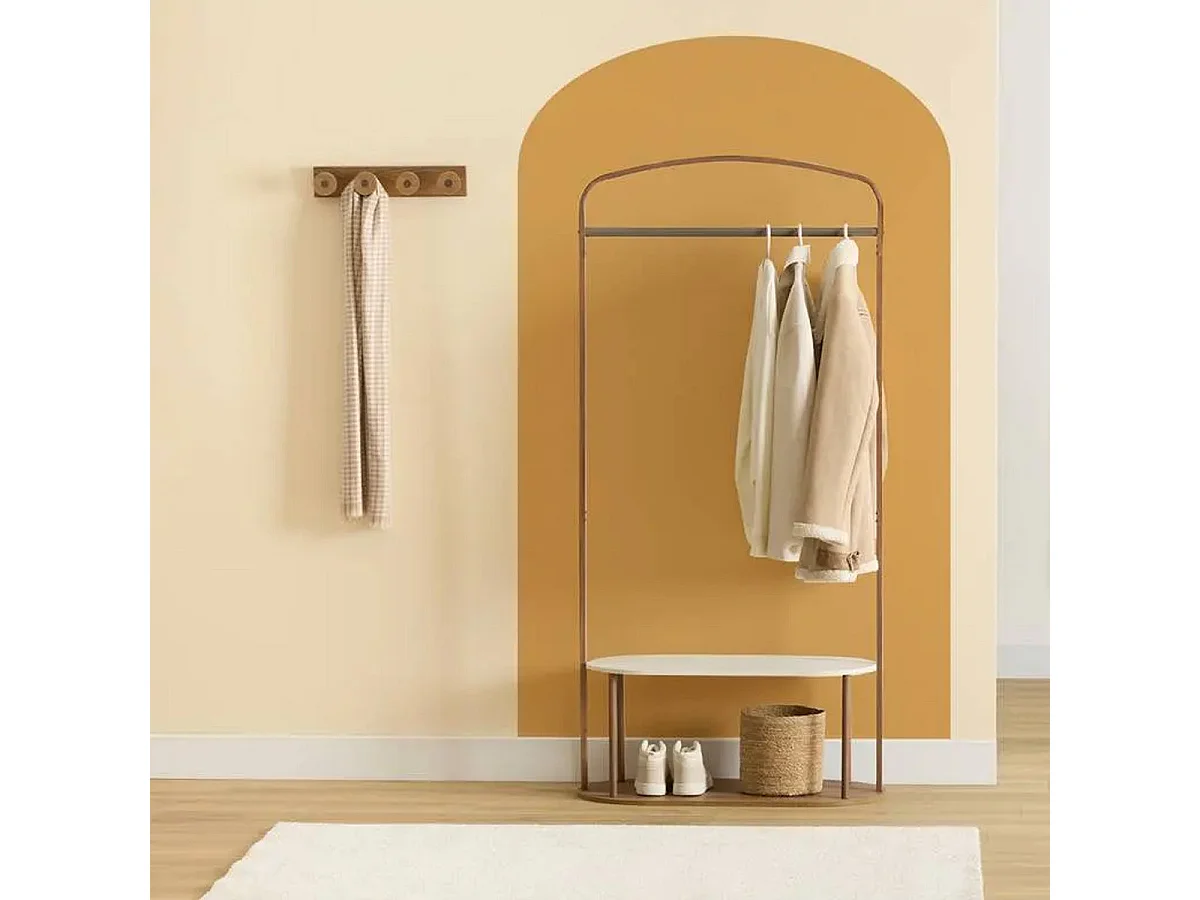 Patère 4 Tiges Design "Côme" 40cm Marron