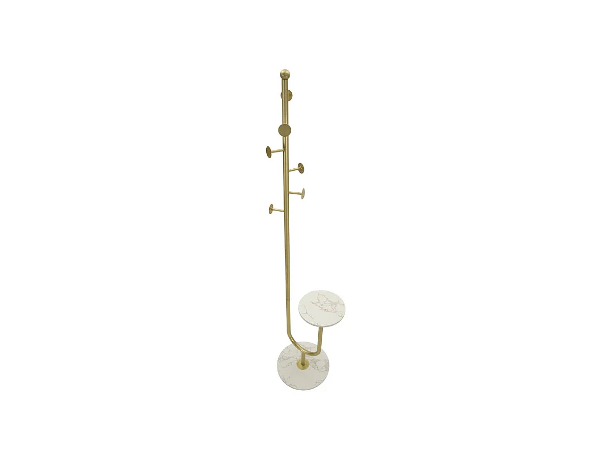 Porte-Manteau en Métal "Shelf" 176cm Or & Blanc