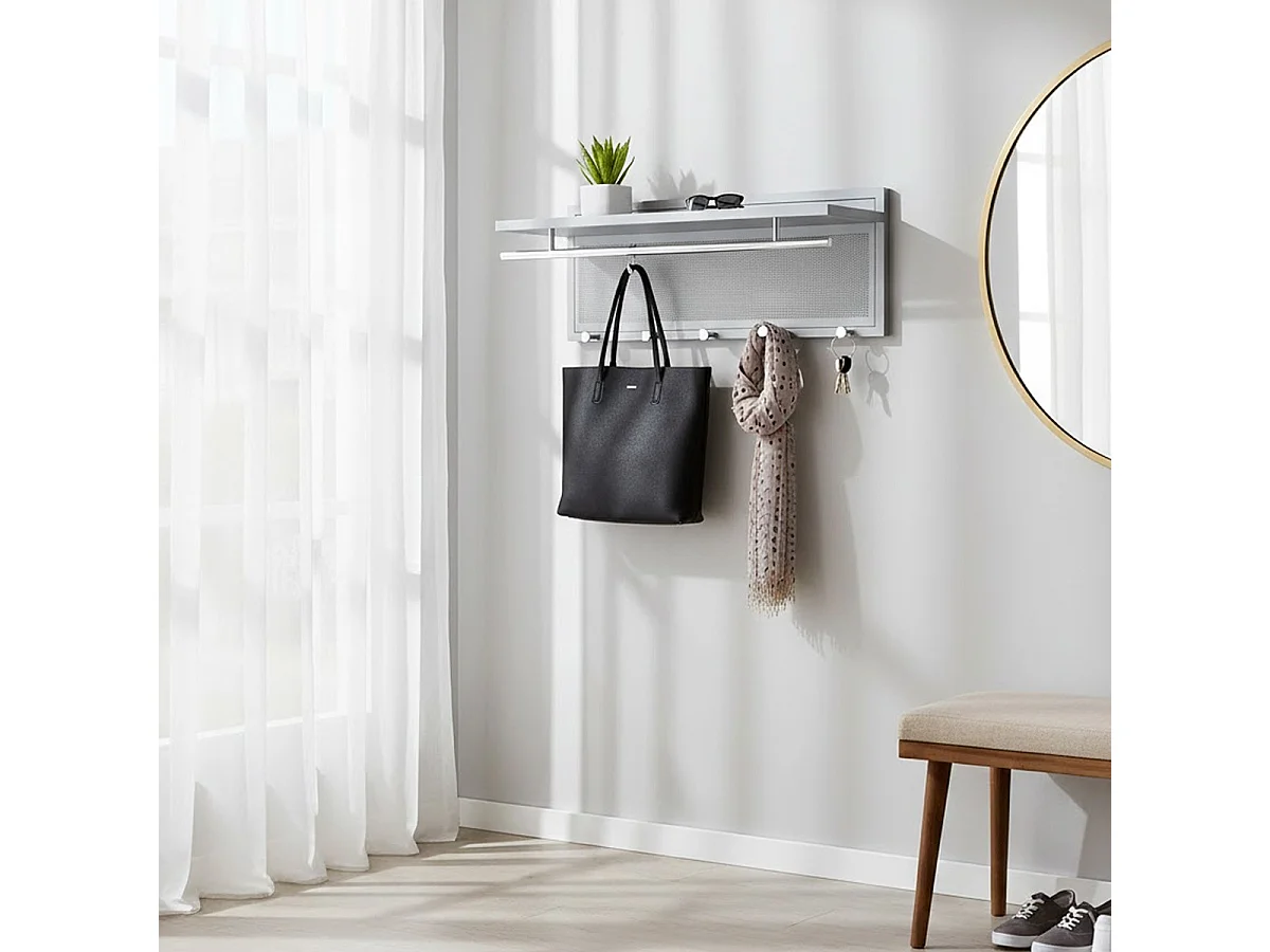 Patère Murale en Métal "Paulo" 75cm Gris