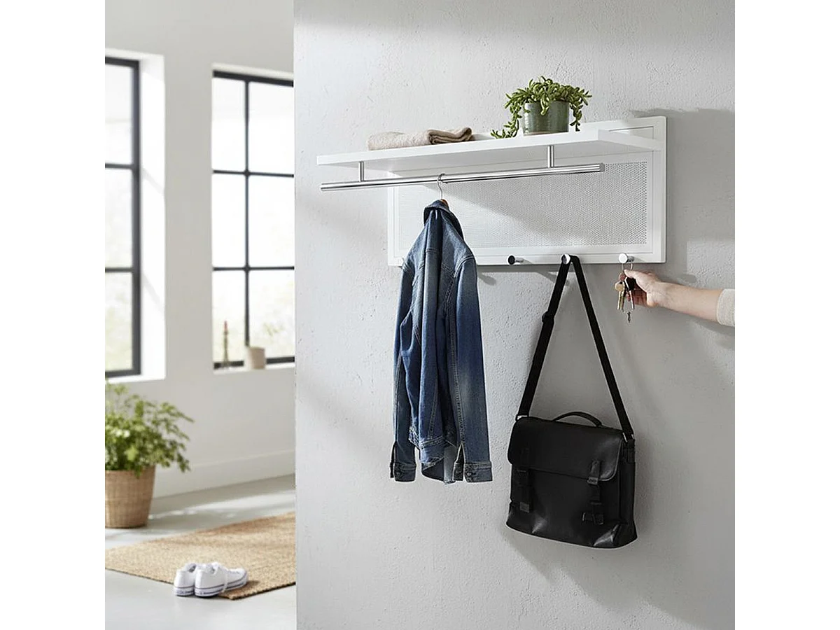 Patère Murale en Métal "Paulo" 75cm Blanc