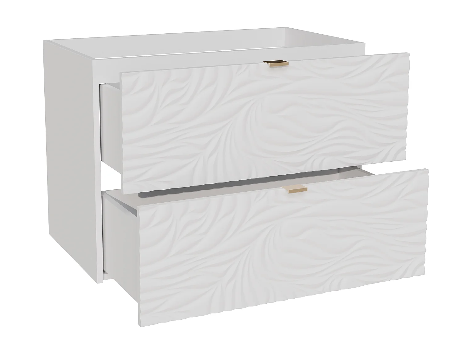 Meuble sous vasque suspendu texturé - Blanc - 80 cm - RINAREL