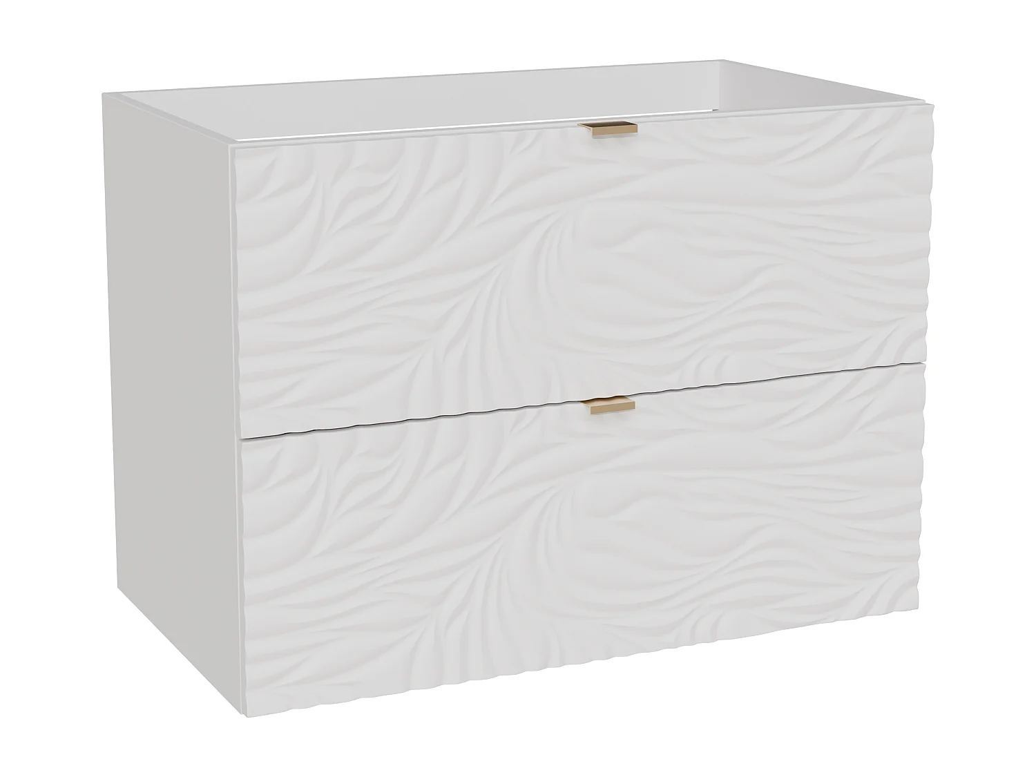 Meuble sous vasque suspendu texturé - Blanc - 80 cm - RINAREL