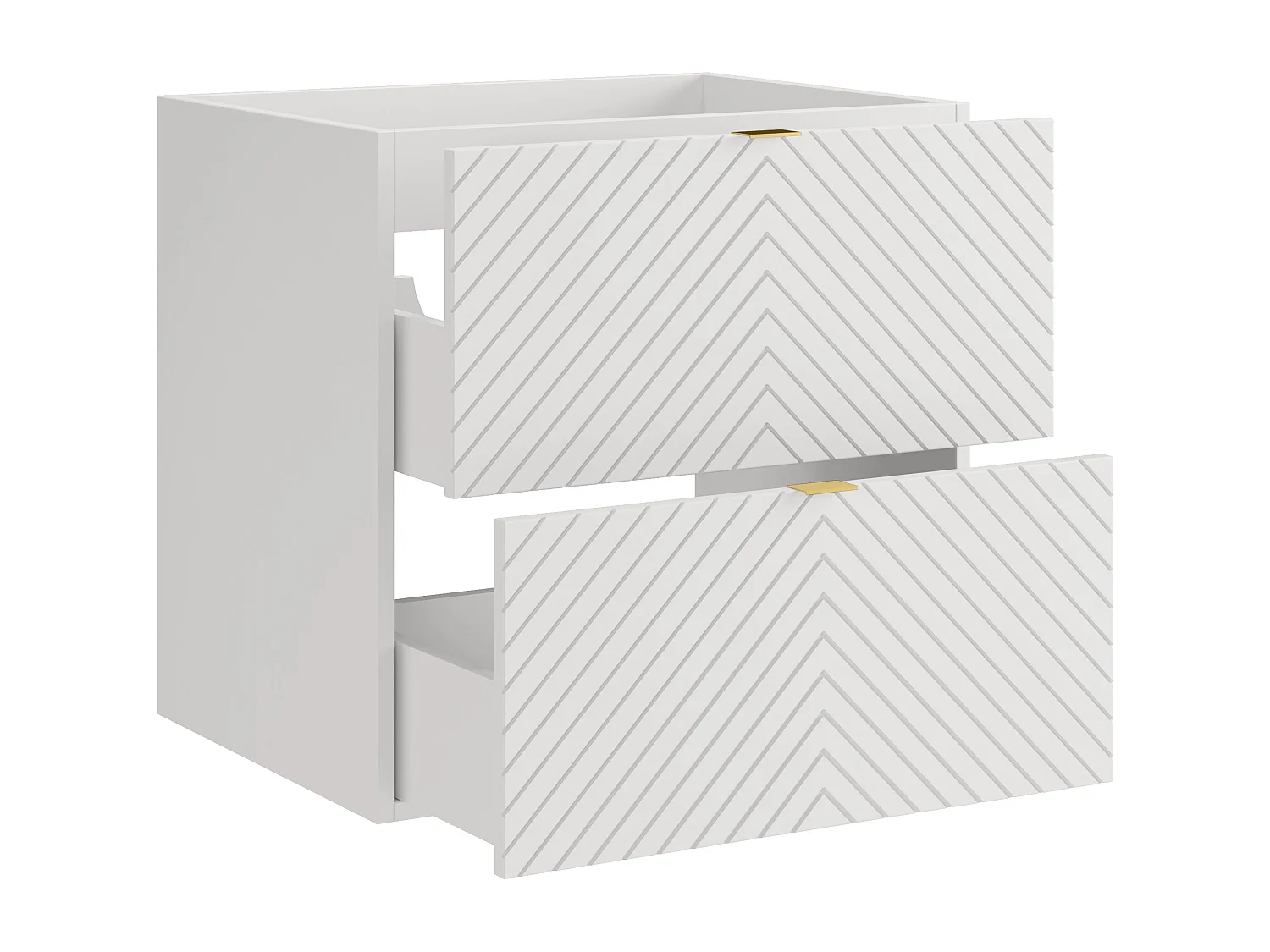 Meuble sous vasque suspendu en chevrons - Blanc - 60 cm - DORIONI
