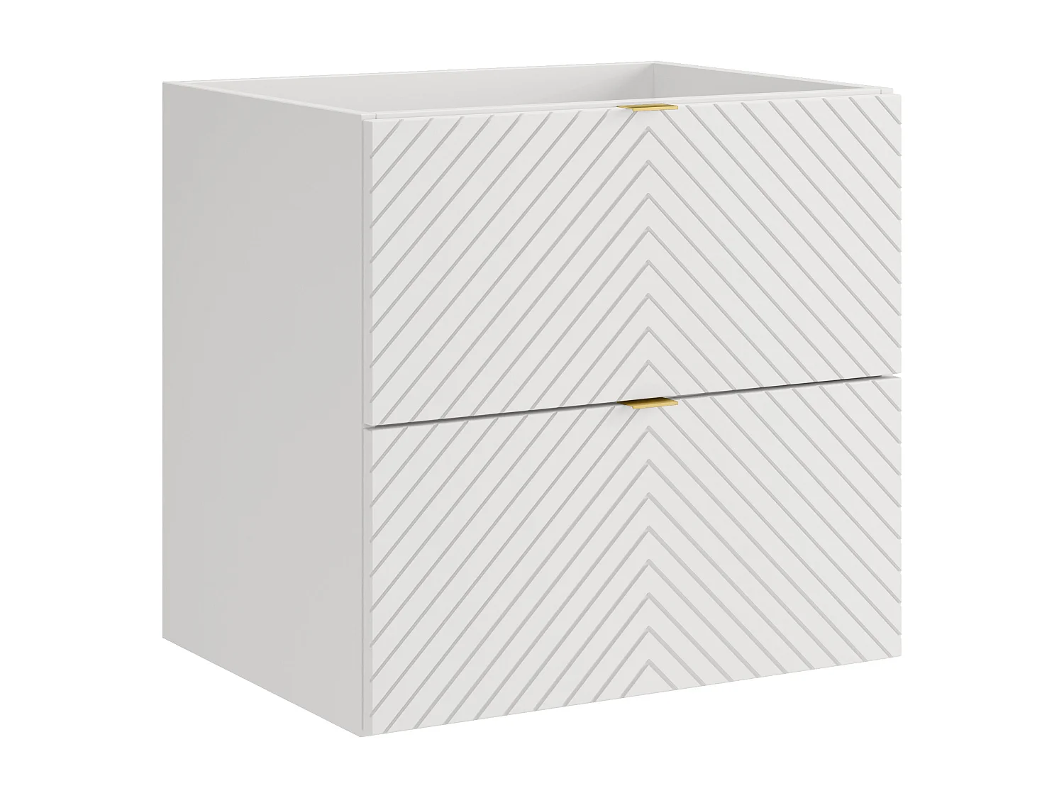 Meuble sous vasque suspendu en chevrons - Blanc - 60 cm - DORIONI