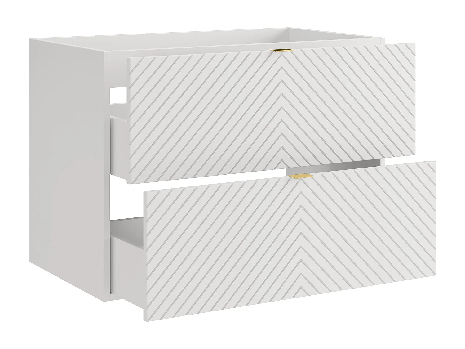 Meuble sous vasque suspendu en chevrons - Blanc - 80 cm - DORIONI