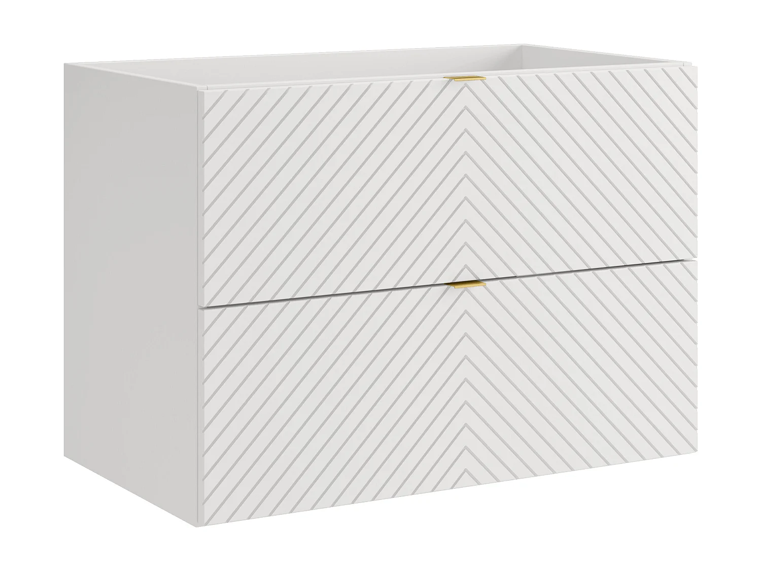 Meuble sous vasque suspendu en chevrons - Blanc - 80 cm - DORIONI