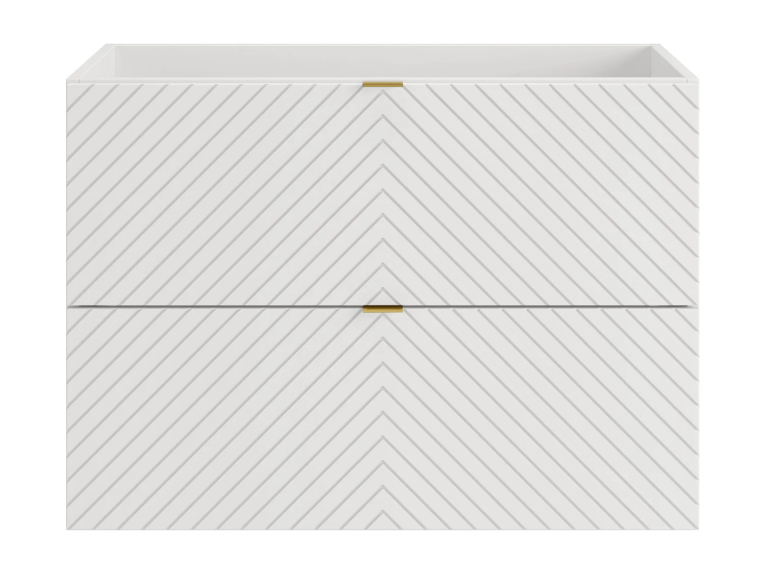 Meuble sous vasque suspendu en chevrons - Blanc - 80 cm - DORIONI