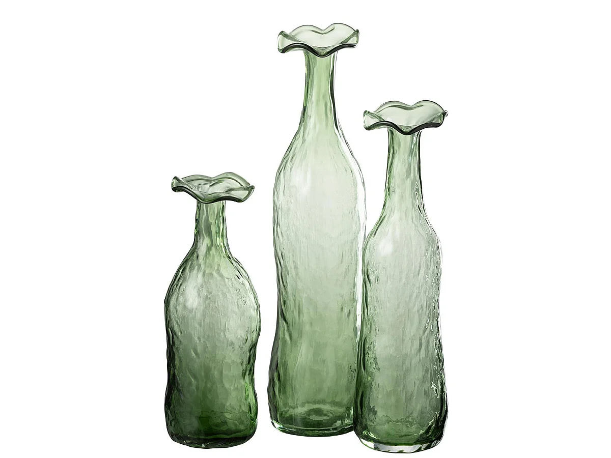 Vase Design en Verre "Eclosion" 33cm Vert