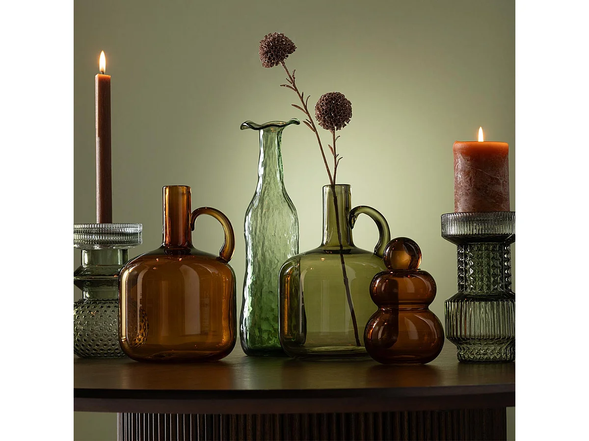 Vase Design en Verre "Eclosion" 33cm Vert