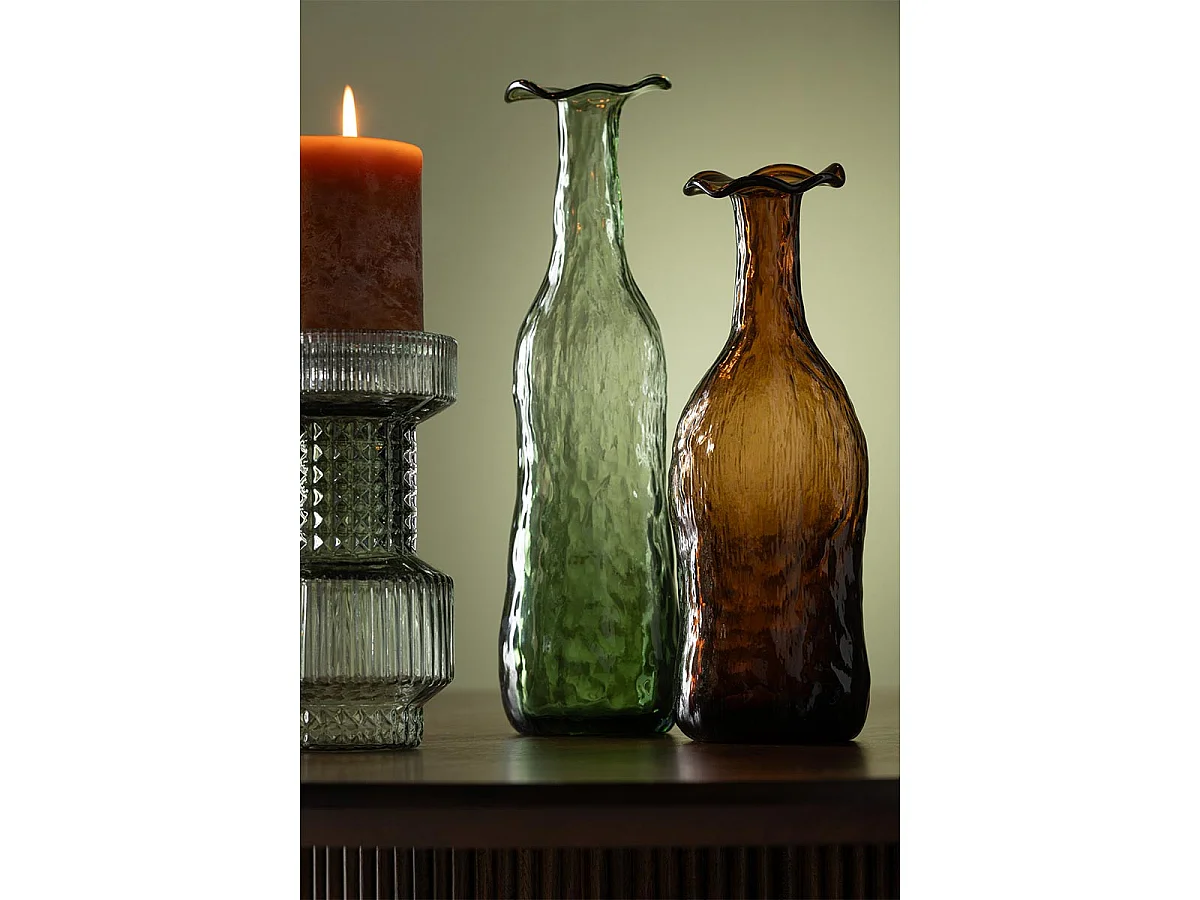 Vase Design en Verre "Eclosion" 33cm Vert