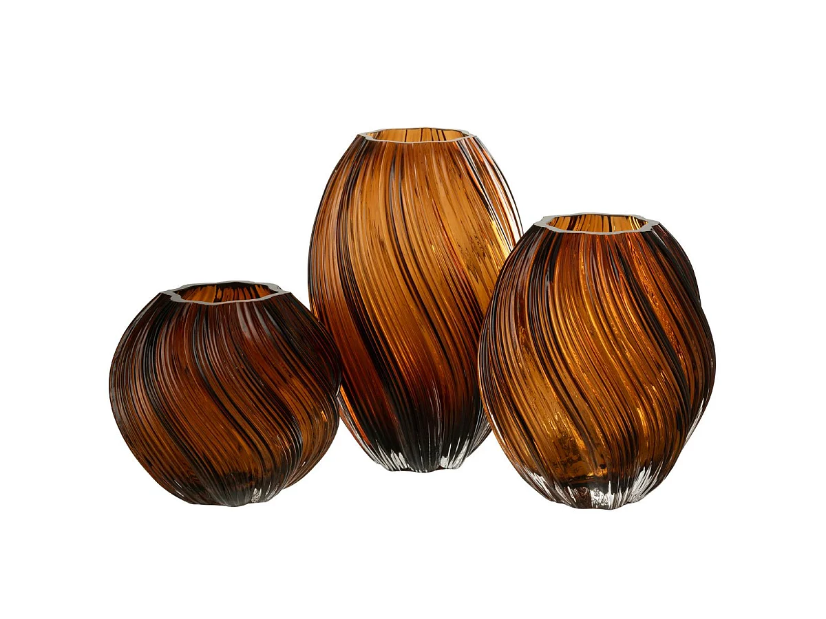 Vase Ondulé en Verre "Carol" 16cm Marron