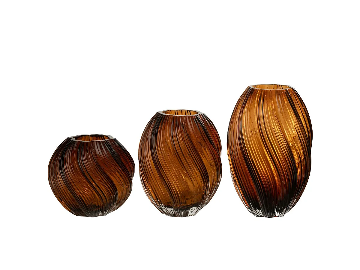 Vase Ondulé en Verre "Carol" 16cm Marron