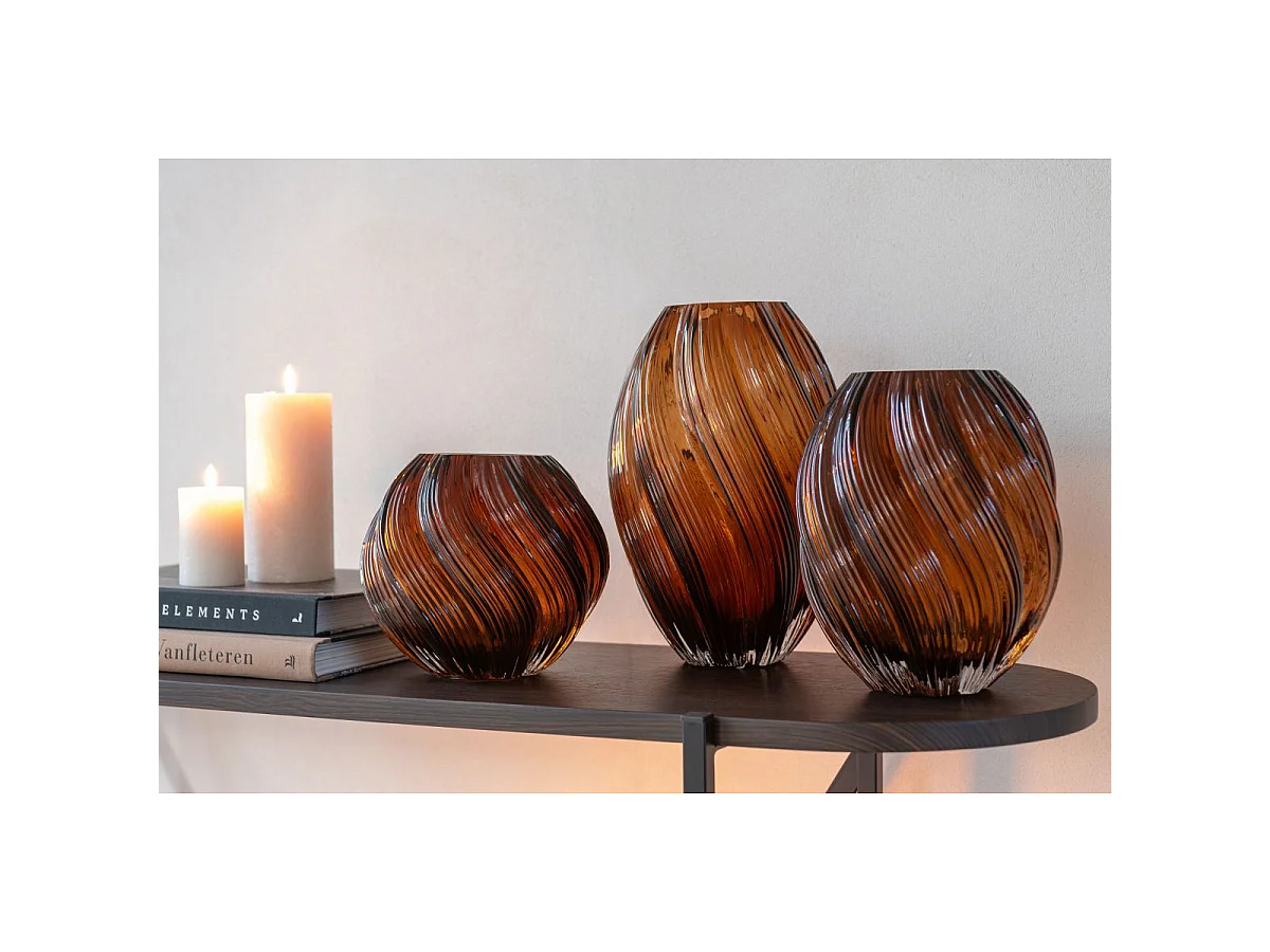 Vase Ondulé en Verre "Carol" 16cm Marron