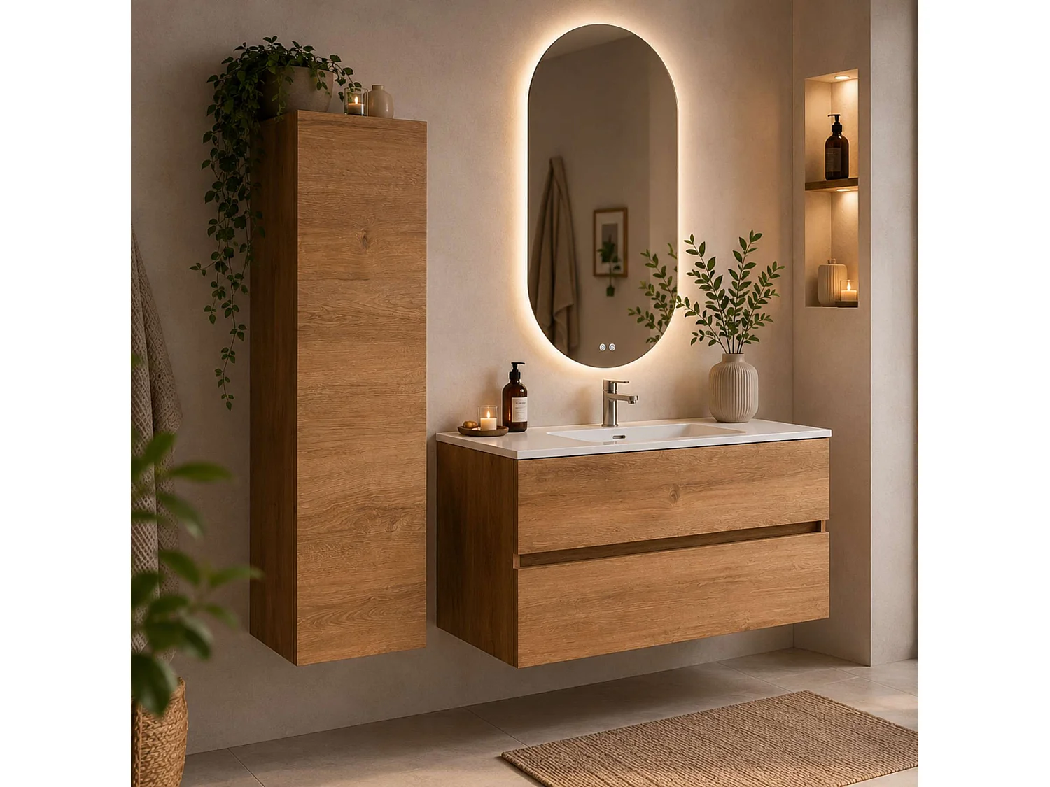 Colonne de rangement salle de bain l.35 x P.25 x H.110 cm - NOFER 11Art