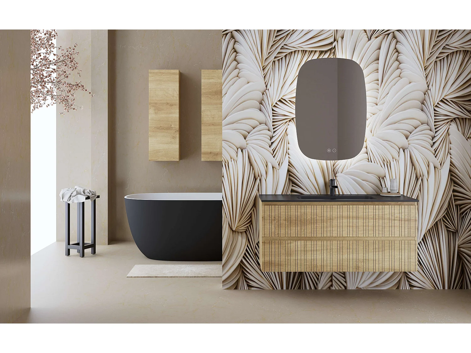 Colonne de rangement salle de bain Mud l.35 x P.25 x H.110 cm - NOFER Mud